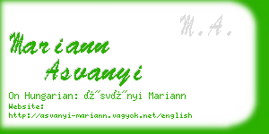mariann asvanyi business card